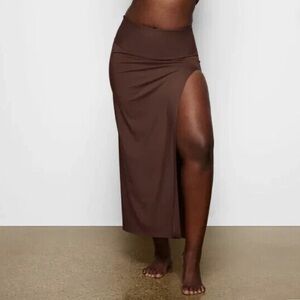 SKIMS Shaping Swim Long Skirt in cocoa
